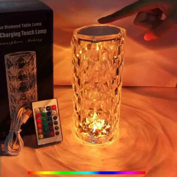 Crystal Lamp, Rose Light Diamond Lamp 16 Colors Changing with Remote Control | USB Charging Touch Control Sensor Lamp | Fancy Table Lamps for Home Decoration and Gifts