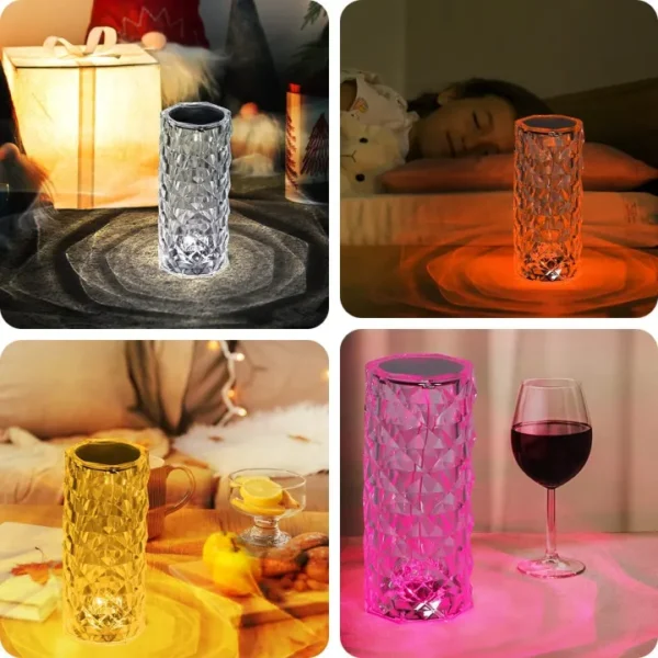 Crystal Lamp, Rose Light Diamond Lamp 16 Colors Changing with Remote Control | USB Charging Touch Control Sensor Lamp | Fancy Table Lamps for Home Decoration and Gifts